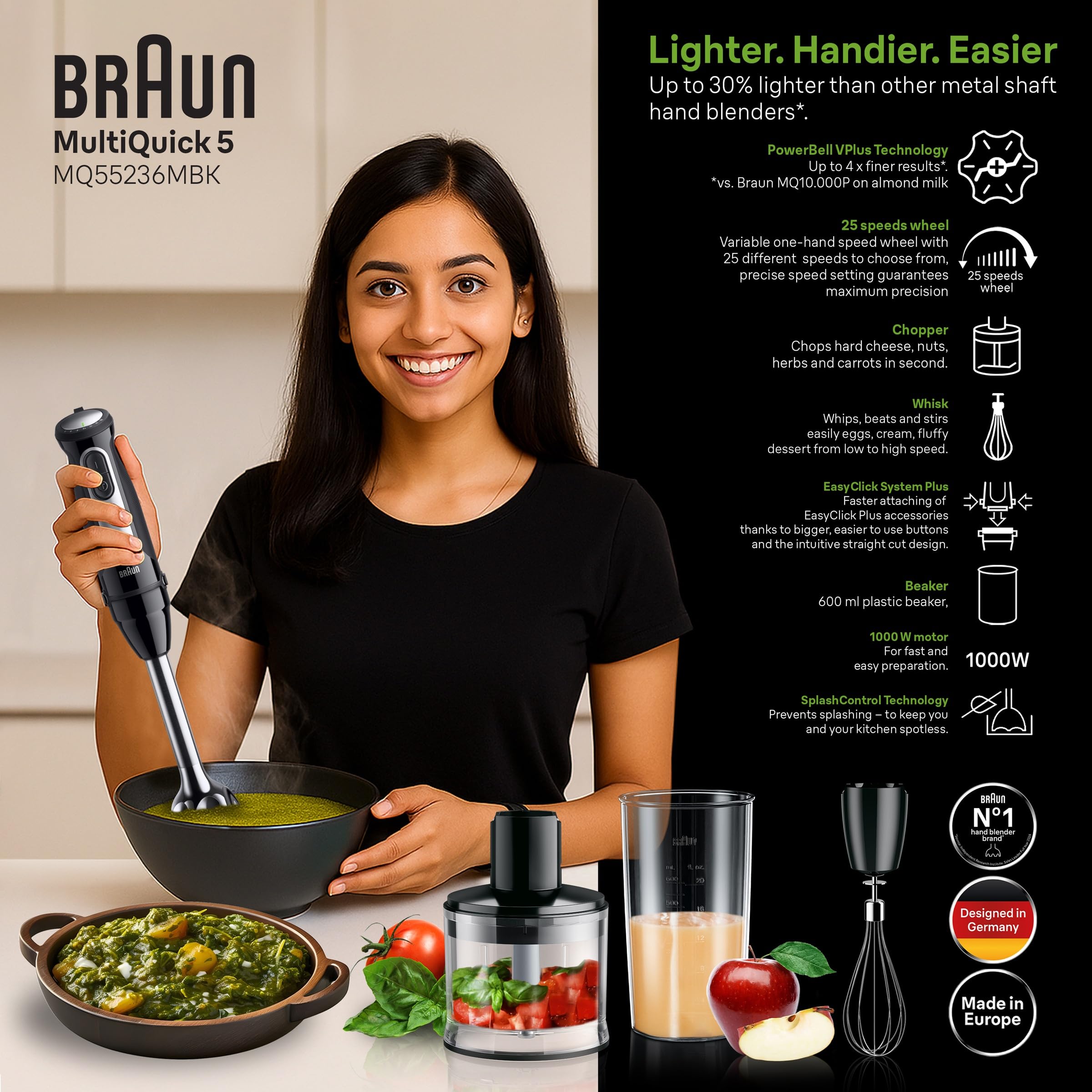 MultiQuick 5 Pro Hand blender MQ55236MBK – Braun India