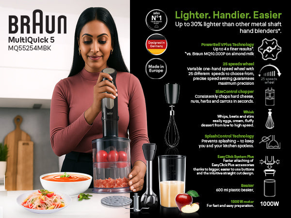 キッチン家電 Braun MultiQuick 5 Pro 400W MultiQuick 5 Pro Hand blender MQ55254MBK – Braun India
